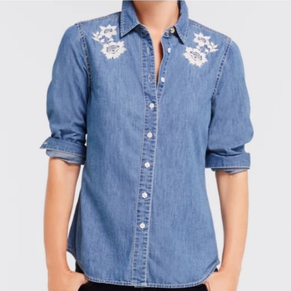 Draper James Chambray Howdy Shirt Size 2